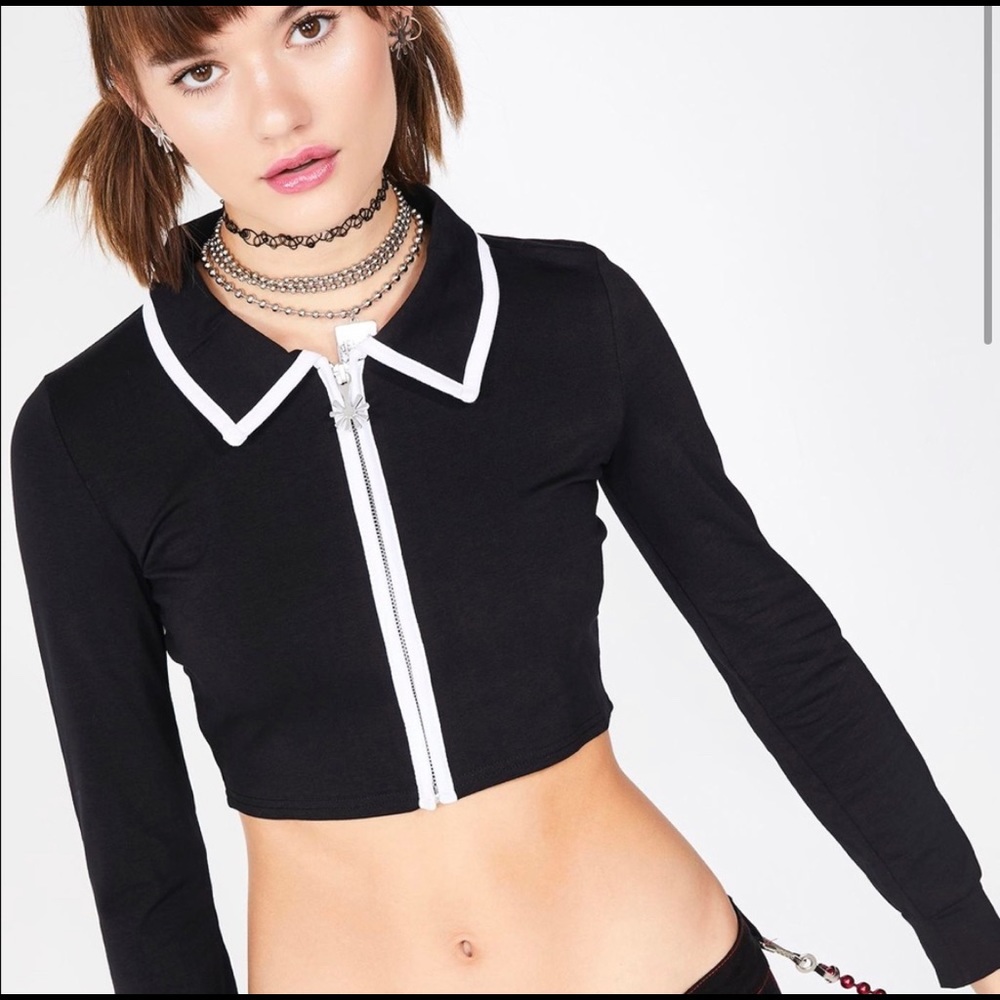 (SOLD) DeliA*s zip up black long sleeve